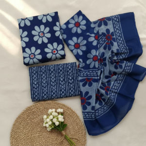 Unstitched Salwar Suit Material (Blue)