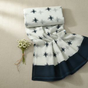 Off White Mulmul Cotton Saree