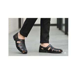 Classic Noir Men’s Genuine Leather Fisherman Sandals (Closed-Toe)