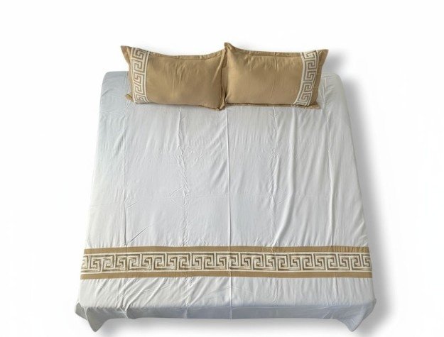 LuxeHome Premium Greek Key Border Cotton Bedsheet Set with Matching Pillow Covers