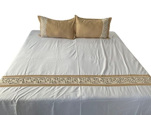 LuxeHome Premium Greek Key Border Cotton Bedsheet Set with Matching Pillow Covers3 LuxeHome Premium Greek Key Border Cotton Bedsheet Set with Matching Pillow Covers