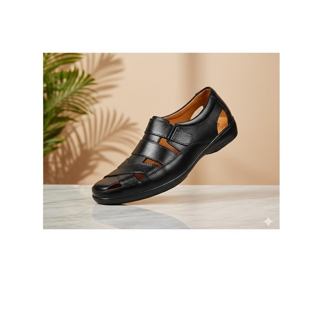 MARK Men’s Premium Textured Leather Fisherman Sandals