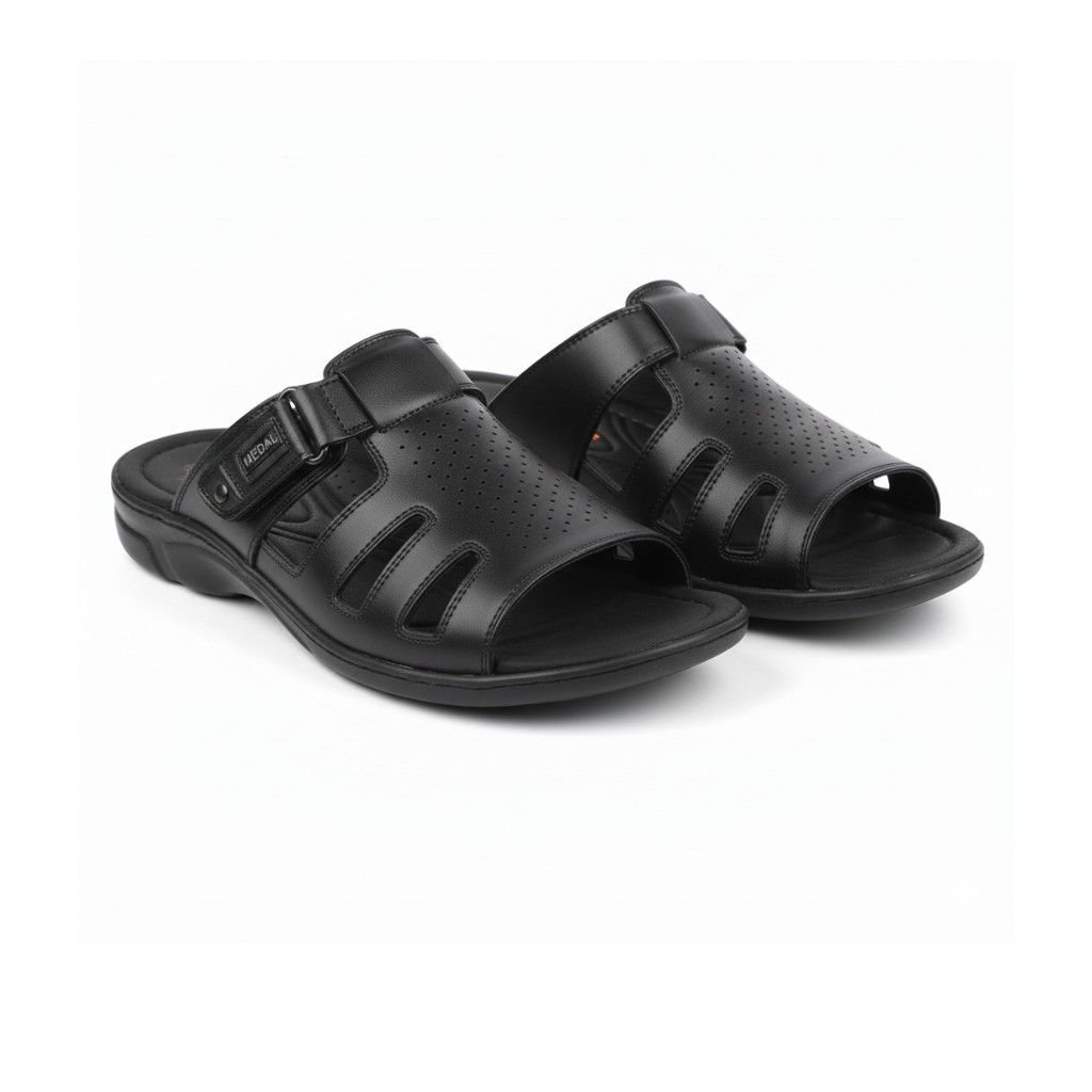 Medal Men’s Premium Perforated Leather comfort Slides1 Medal Men’s Premium Perforated Leather comfort Slides