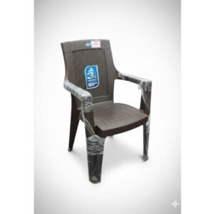 Nilkamal Premium Weather-Resistant Armless Plastic Chair with Rattan-Finish Back