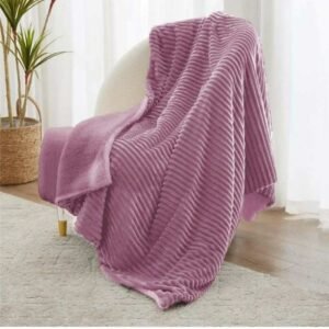 Premium Ribbed Micro-Fleece AC Blanket – Soft Mauve