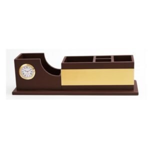 RC-05 Premium Wooden Multi-Functional Desk Organizer with Analog Clock