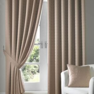 Timeless Taupe Micro-Dot Jacquard Pencil Pleat Curtains