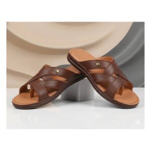 Urban Nomad Men’s Textured Cross-Strap Sandals (Jet Black)