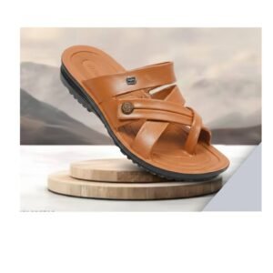Urban Walk Men's Premium Tan Cross-Strap Comfort Sandals