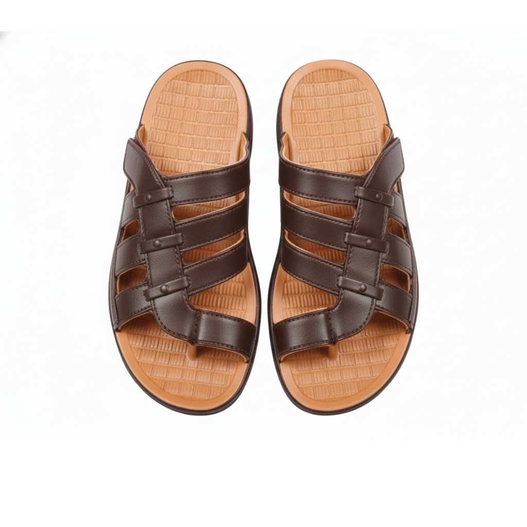 UrbanStep Men’s Ergonomic Toe-Ring Comfort Sandals (Dark Brown)