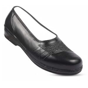 Women's Premium Comfort Black Textured Formal Bellys