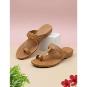 Women's Premium Comfort Black Textured Kolhapuri Sandals