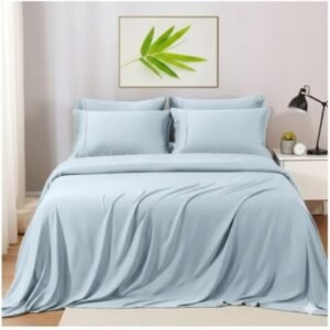 Serene Sky Blue Silk-Finish Bedding Collection