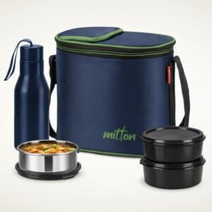 Milton Arista Insulated Executive Lunch Set with 3 Steel Containers & Stainless Steel Bottle