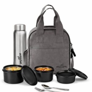 Milton Savor Lunch Insulated Executive Combo with 3 Microwave-Safe Steel Containers & Hydration Bottle