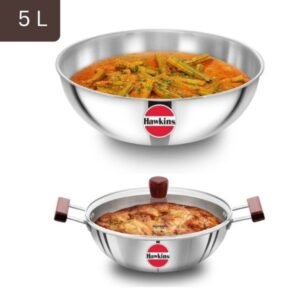Hawkins Stainless Steel Kadhai with Glass Lid (5L)